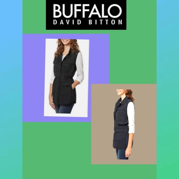 Buffalo David Bitton Jackets & Blazers - BUFFALO by DAVID BITTON CHARCOAL GRAY UTILITY TUNIC VEST SIZE S/P
